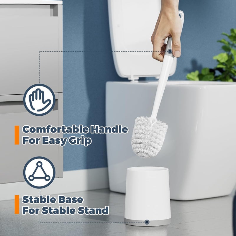 Holaloha Toilet Brush, 3 Pack Toilet Brushes for Bathroom with Holder, Bathroom Accessories Toilet Bowl Brush with 3 Clean Brush, Toilet Scrub Brush, Toilet Brush Set for Deep Cleaning, White - Image 4